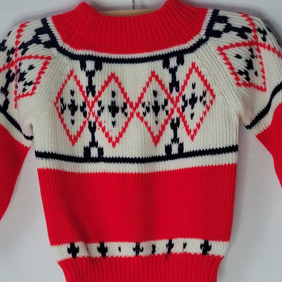 Vintage JC Penney-Boy's/Girl's Fair Isle Red Sweater- Size Small - Picture 2 of 4
